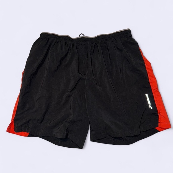 Brooks Athletic Shorts in Black with Red Highlights - Picture 1 of 6